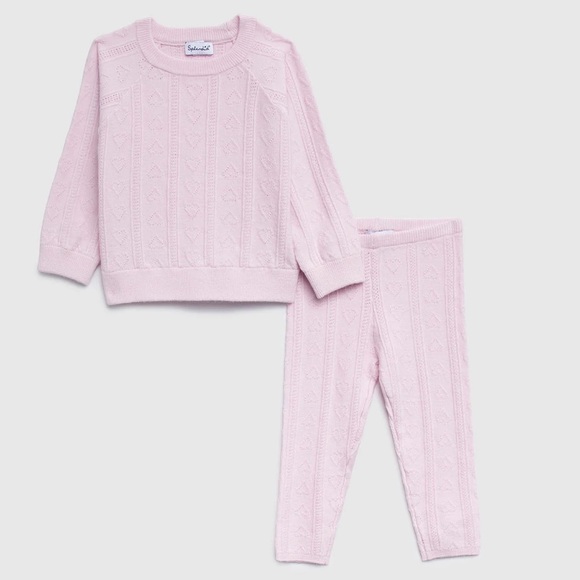 💕x2HP💕Splendid Infant Girls Lots of Love Sweater Set pink - Picture 1 of 13